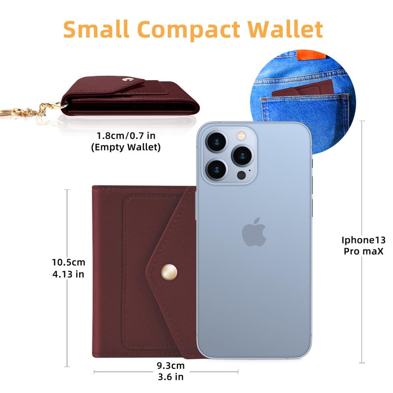 Gostwo Womens Wallet RFID Blocking Small Wallets Woman Credit Card Holder Trifold Ladies Wallets with Coins Zipper Pocket(Red Deep) - Image 2